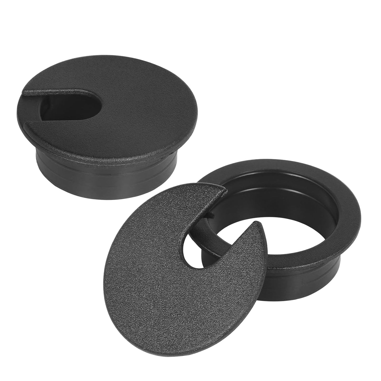 1-3/8" Black Desk Grommet, JTemgle Plastic Cable Hole Cover Computer Table Cord Wire Organizer Caps Desktop Cord Management for Home Office TV Stands Tabletops, 2 Pieces