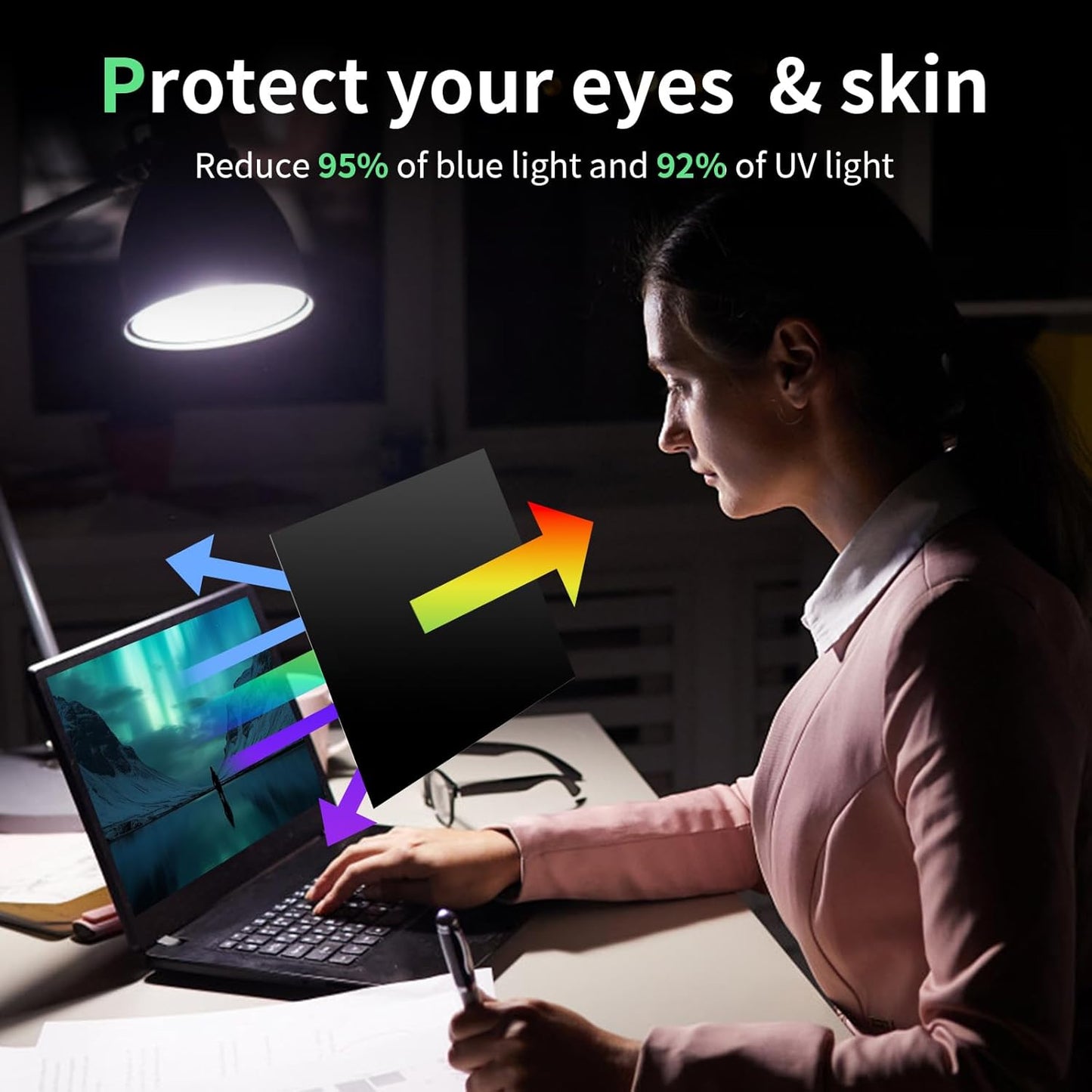 Laptop Privacy Screen 13.3 Inch-16:10 Aspect Ratio Anti-Glare Blue Light Film Computer Monitor Protector, Bubble-Free shield Removable 13in Filter for Lenovo HP Acer Asus Thinkpad Envy Xps