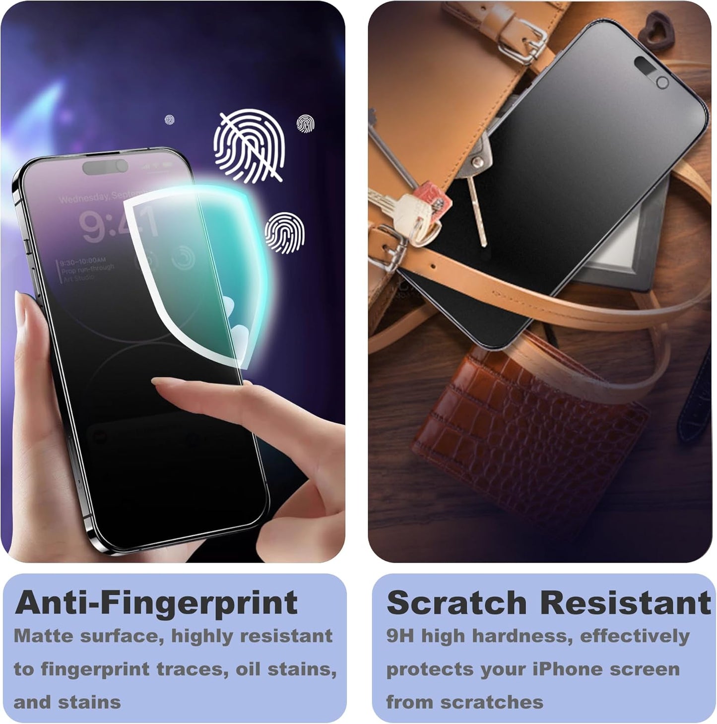 2 Pack Matte Privacy Screen Protector for iPhone 16 Pro Screen Protector Anti-Glare, Anti-Spy Tempered Glass Film, Smooth and Responsive Touch Anti-Scratch Glass