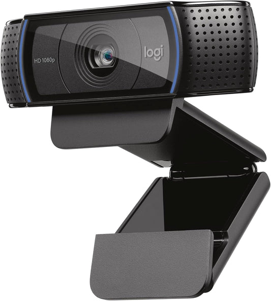 Logitech C920x HD Pro Webcam, Full HD 1080p/30fps Video, Clear Audio, HD Light Correction, PC Camera Webcam, Works with Skype, Zoom, Facetime, PC, Laptop, Mac, Tablet - Black