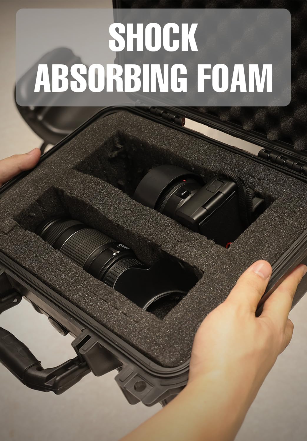 14x 11.5x 6.5 Inch Hard Case, Portable Weather Waterproof Protective Camera Case with Customizable Foam, Fit Use of Drones, Camera, Equipments, Black，upgraded