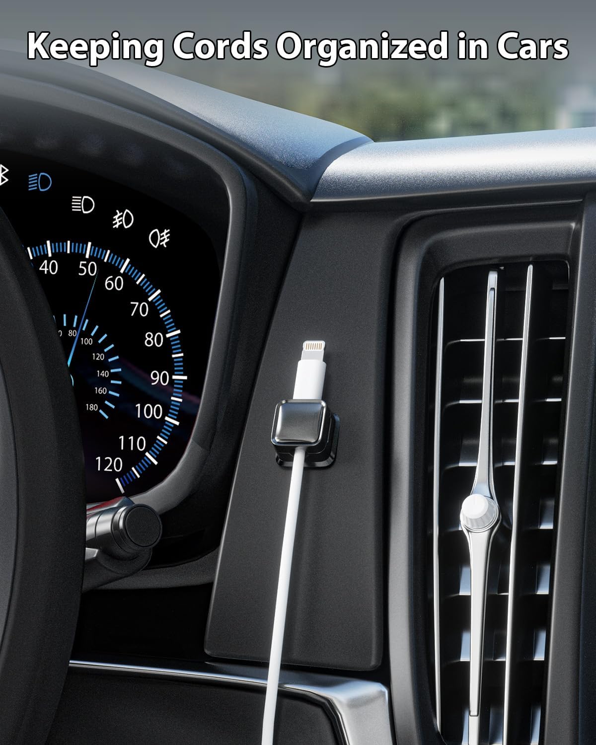 18 Pack Magnetic Cord Organizer Holder,Strong Adhesive Desk Cable Management Easy Open,Organize Phone Charging Cords Wire Holder Organizer Neatly for Home,Office,Car,Desk,Nightstand-Black