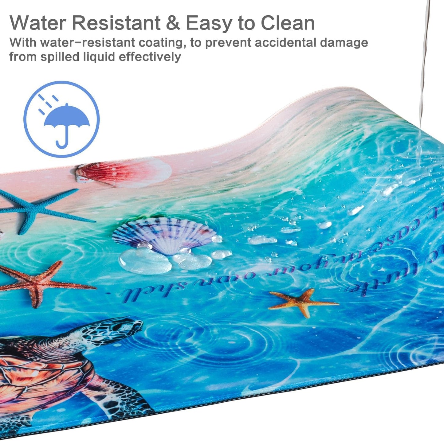 Lokigo Sea Turtle Desk Pad, Waterproof Large Mouse Pad for Desk Keyboard Writing Mat with Non-Slip Rubber Base, Gaming Mousepad for Boys Girls Deskmatt for Gaming Study 31.5"x15.7", Teal