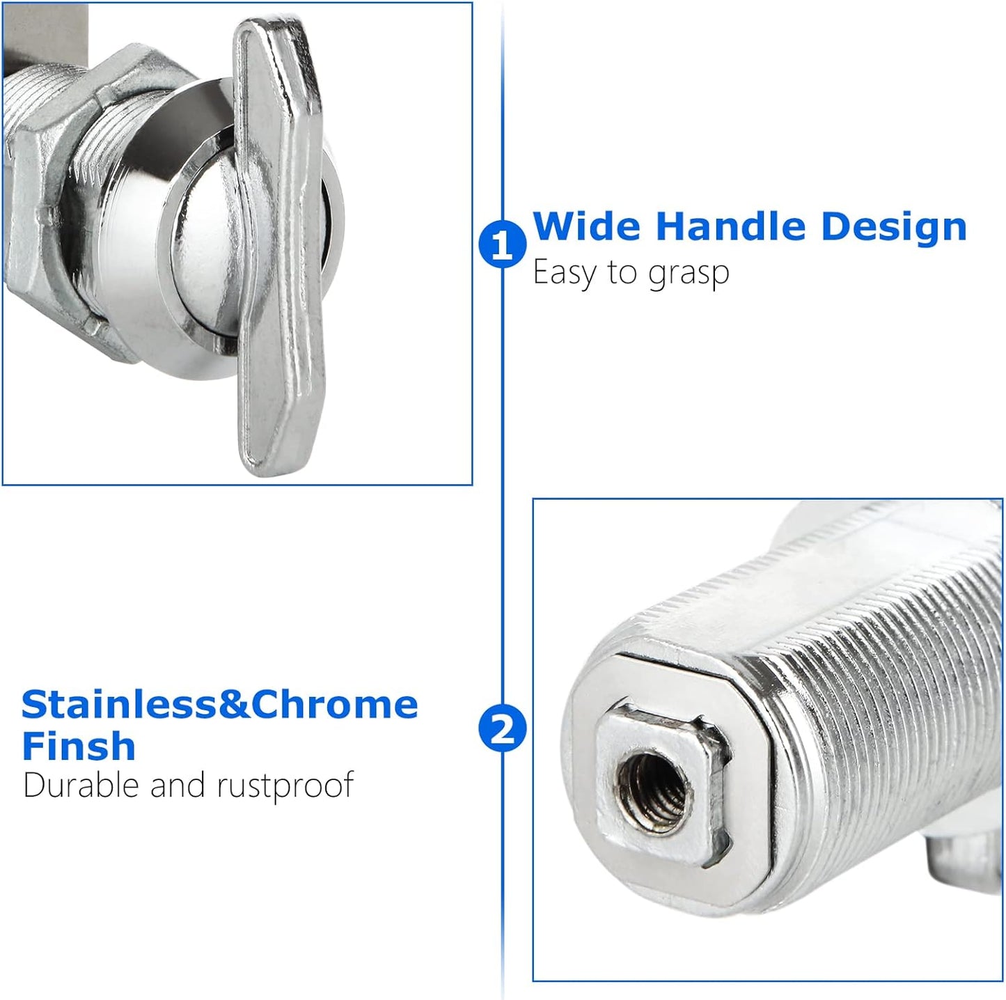 1" Thumb Operated Offset Cam Lock, 6Pcs Non-Locking Compartment Lock, RV Compartment Camper Storage Door, Vehicles, Cabinet Mailbox Drawer Replacement Cam Lock Silver