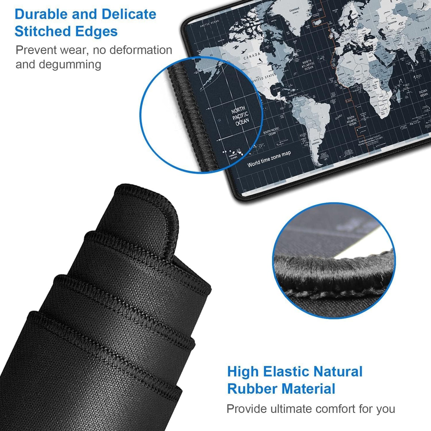 Large Gaming Mouse Pad with Stitched Edges, 31.5x15.7 in Extended Computer Keyboard Mouse Mat, Water Resist Non-Slip Mousepad Rubber Base Long XXL Desk Mousepad for Work & Gaming, Home, Map