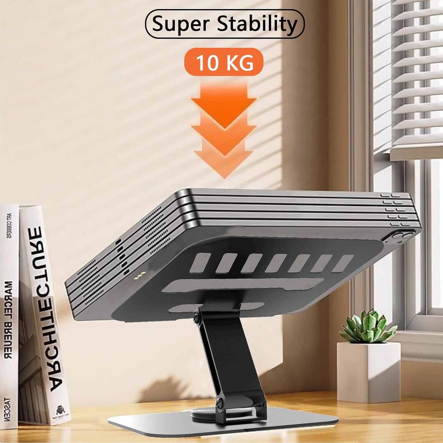 Larger Metal Tablet Stand, Adjustable 360° Rotation Tablet Holder Compatible with 4-16" Tablet Such as iPad Pro, iPad Air, iPad Mini, Tab S10 Ultra, Grey