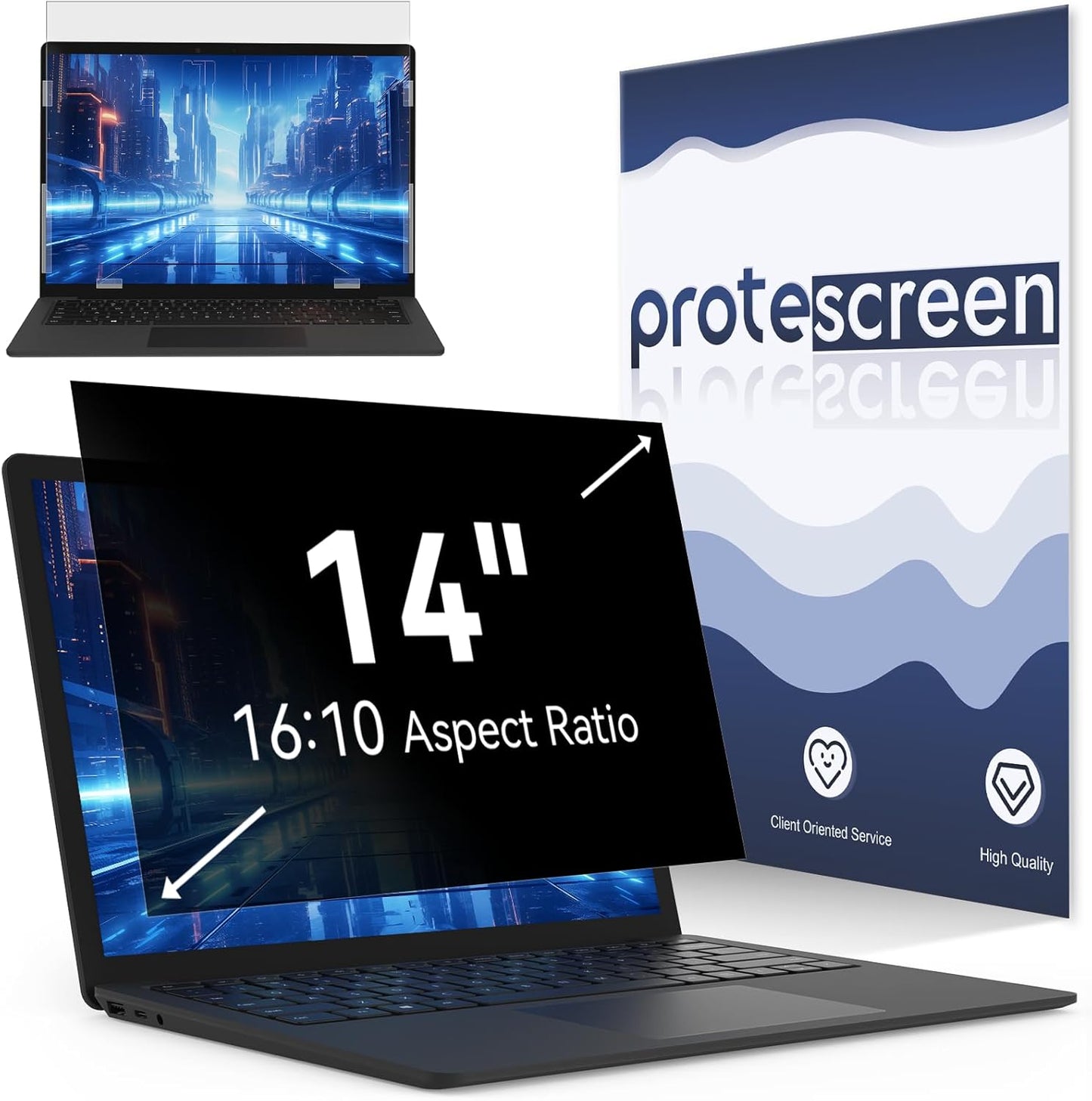 Laptop Privacy Screen 14 Inch Compatible with HP/Dell/Acer/Samsung/Asus/Lenovo/Toshiba,16:10 Aspect Removable Anti Glare Blue Light Filter Protector, 14 in Laptop Privacy Screen Shield