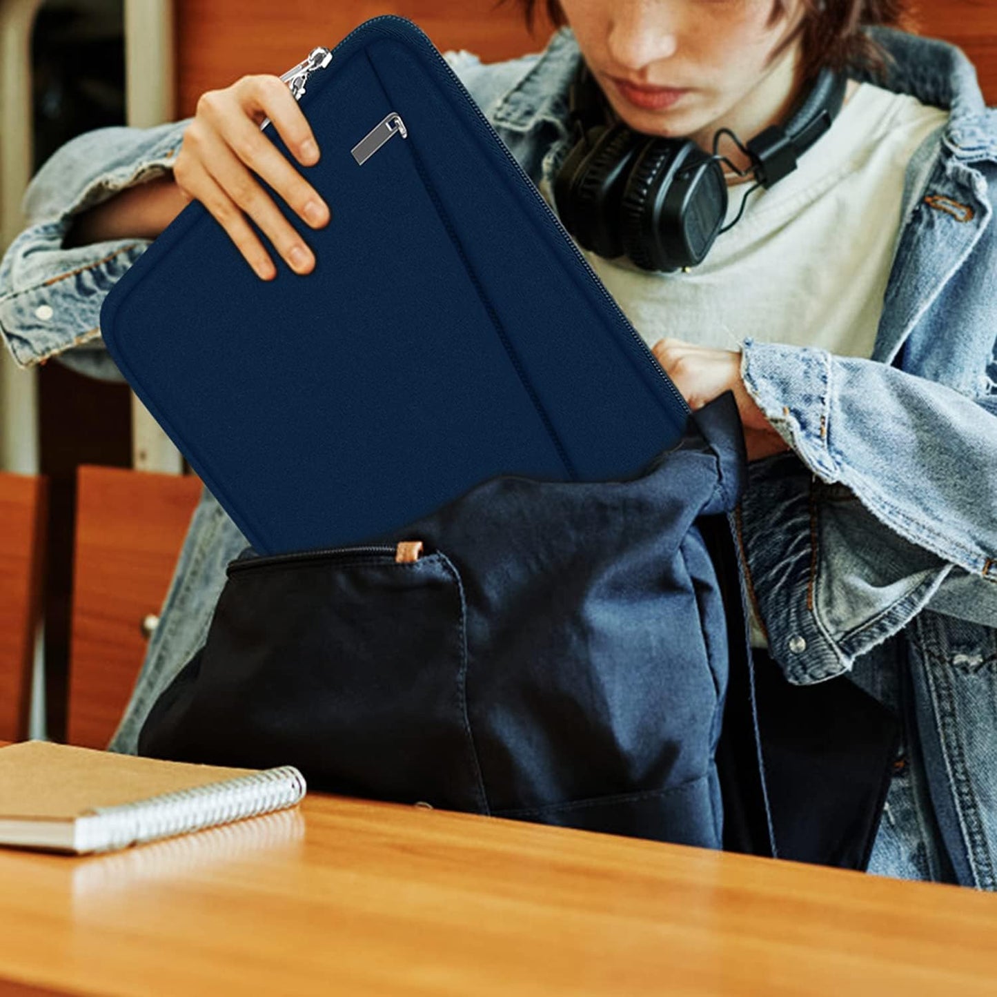 Laptop Sleeve Case, 15.6 inch, Durable Computer Carrying Bag Protective Case Briefcase Handbag with Front Pocket, Slim Laptop Cover for 15.6 Inch HP, Dell, Lenovo, Asus, Notebook, Blue