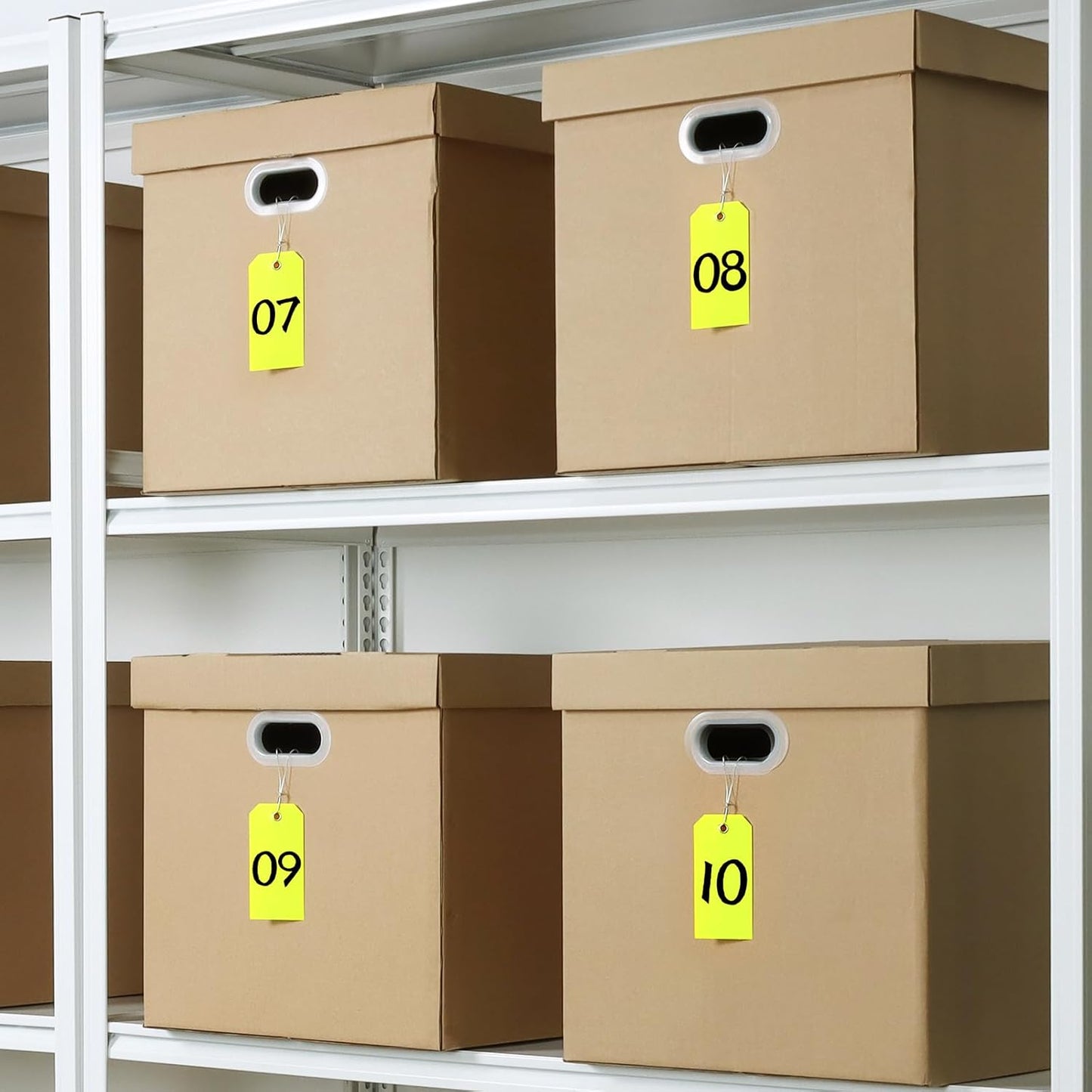 100Pcs Shipping Tags with Wire Ties Plastic Hang Tags for Labeling Blank Tags with Holes Waterproof Equipment Moving for Outdoors Auto Parts Luggage Garage Inventory(Yellow, 4 3/4" x 2 3/8")