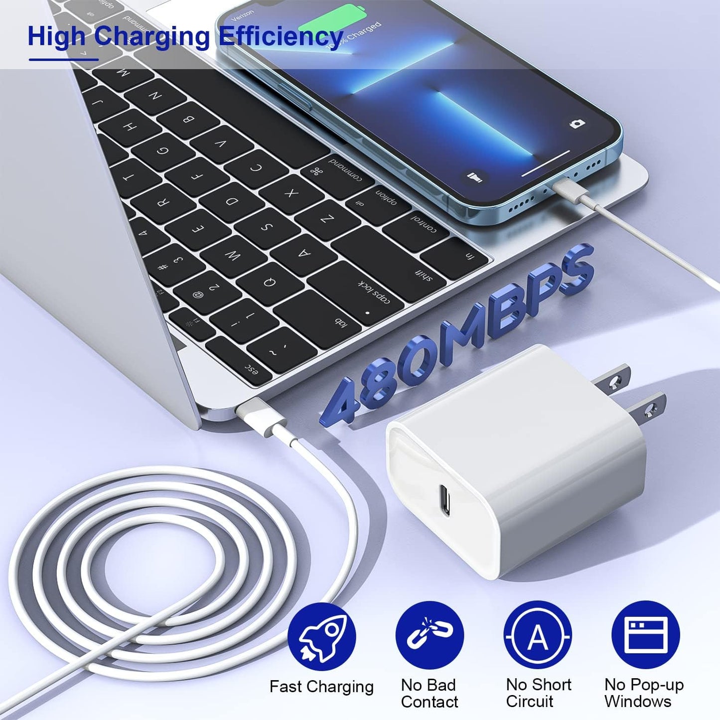 10FT iPhone Fast Charger,3Pack Extra Long[Apple MFi Certified]iPhone Charger Fast Charging Quick 10Foot USB C to Lightning Cable Cord Adapter Block for iPhone 14 Pro Max/14 Plus/13/12Mini/11/XS/X/iPad