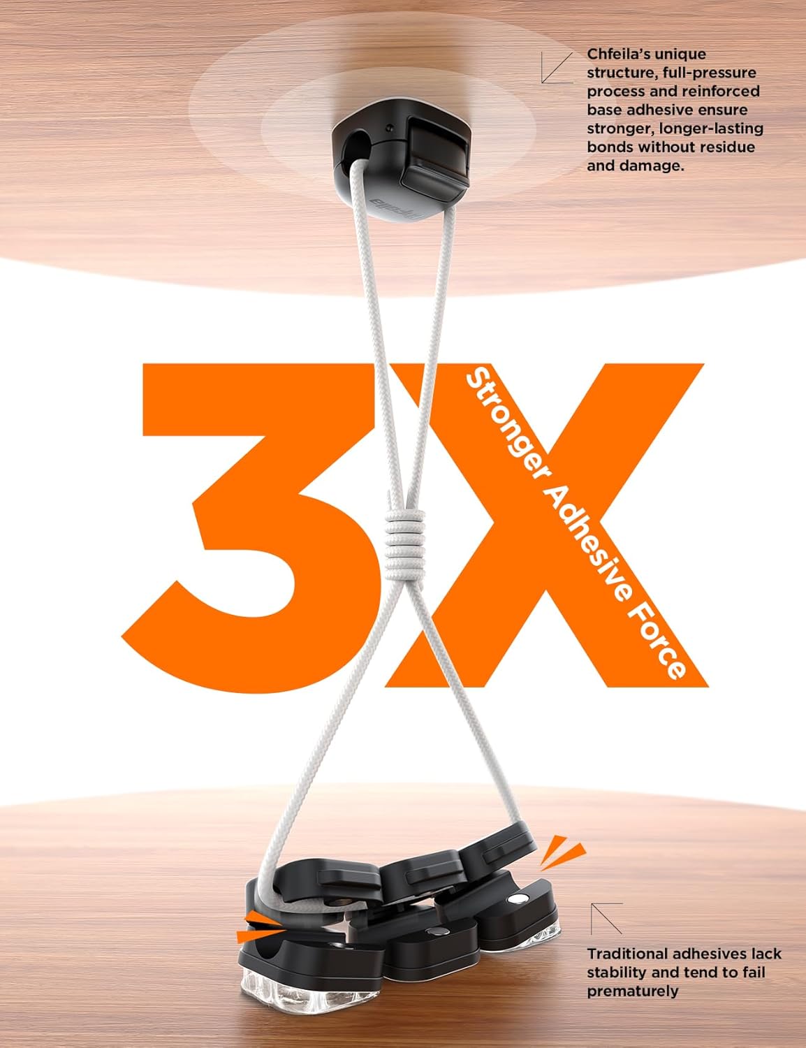 12Pack Cord Organizer - Chfeila [Dual Spring & Clasp Lock] Cable Management Clips, Adhesive Phone Charger Keeper, Compact Wire Holder for Nightstand/Car, Home Office Desk Accessories Decor Essentials