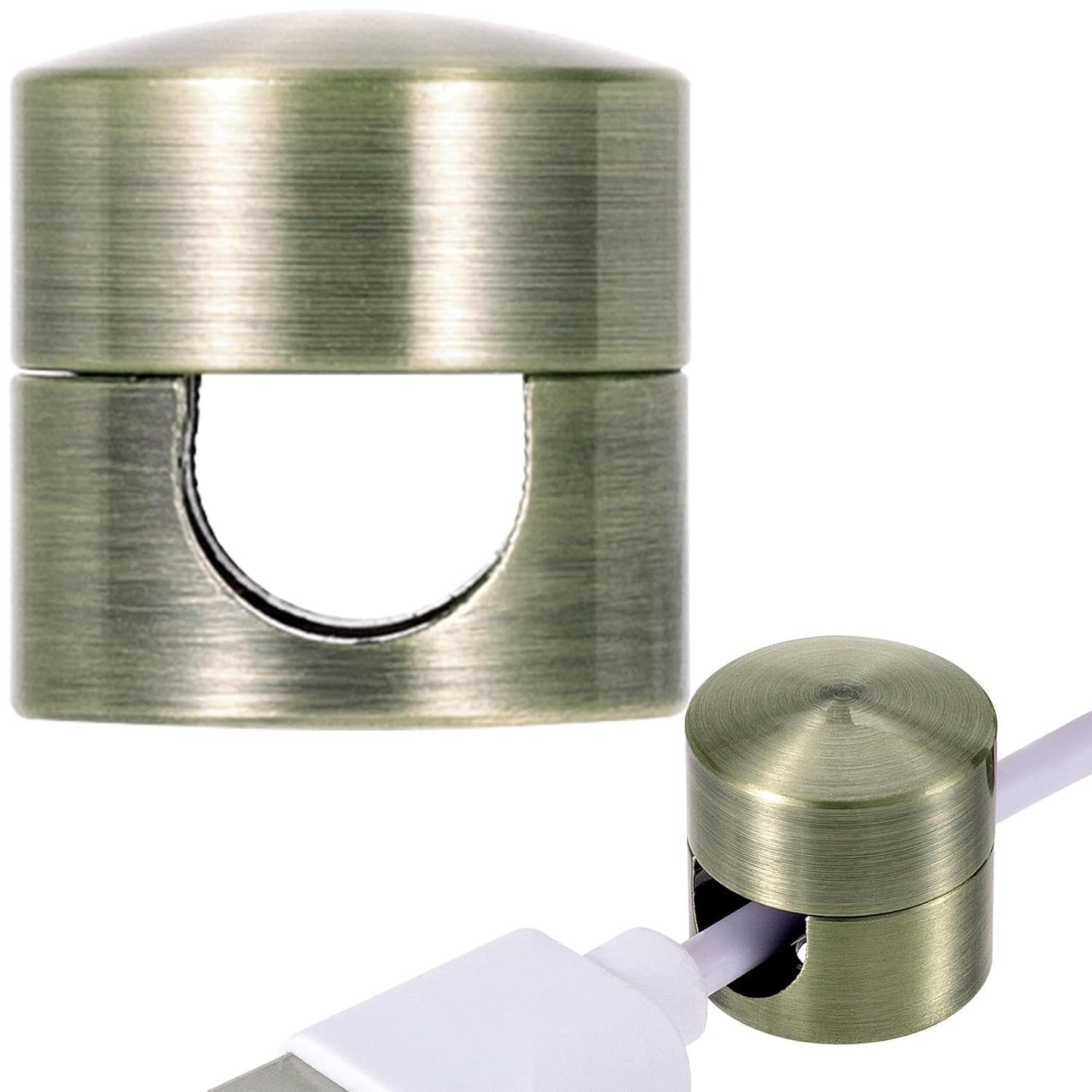 1 Set Charger Holders for Cords, Antique Copper Color Adjustable Cable Anchor Holders, Adhesive Metal Cord Clips, Cable Management Wire Organizers for Desk, Office, Nightstand