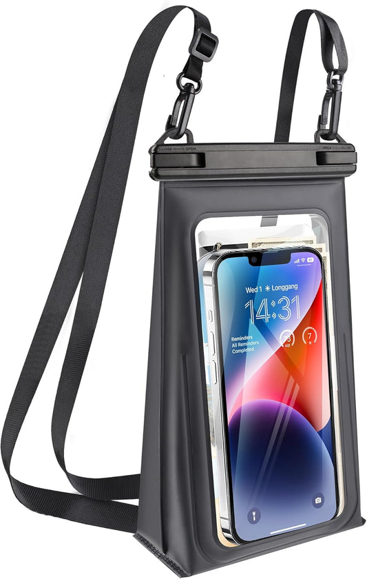 Large Waterproof Phone Pouch Universal Phone Waterproof Case for Phone IPX8 Water Proof Dry Bag with Wide Lanyard Large Capacity Waterproof Bag for Swimming Rafting