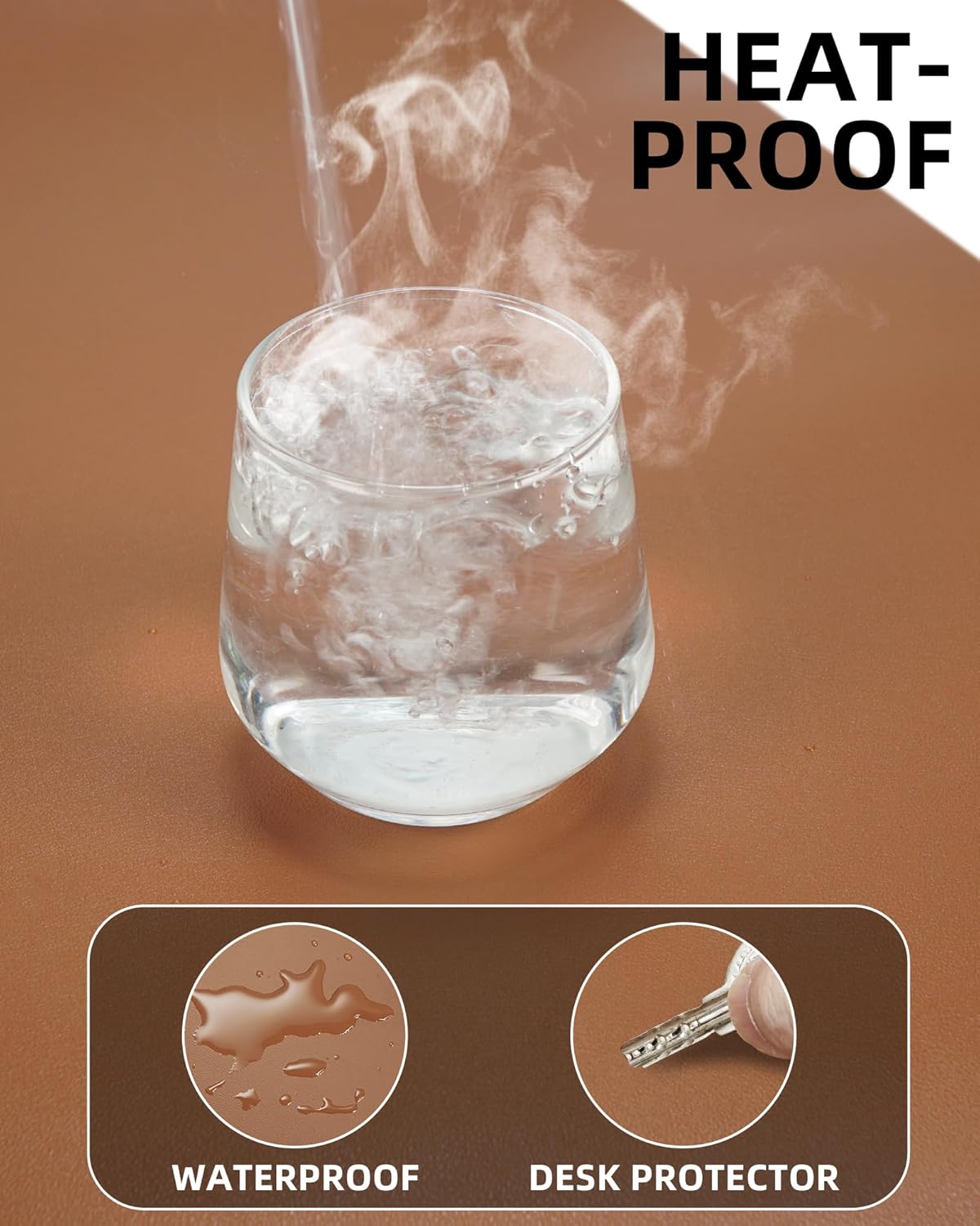 Leather Desk Pad Protector,55"x17" - Premium Desk Mat, Office Desk Mat, Large Mouse Pad,Non-Slip Desk Blotter,Waterproof Desk Writing Pad for Office and Home(Brown)