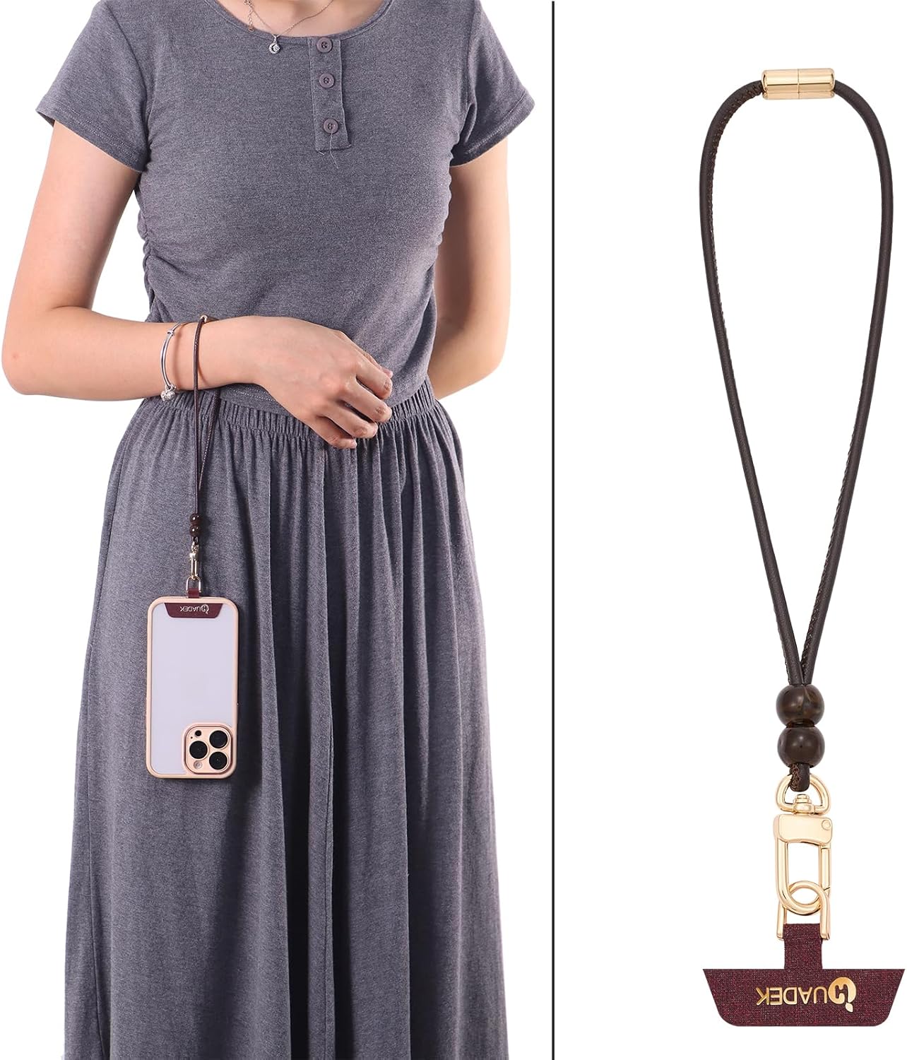 Leather cell phone lanyard Detachable Phone Chain Strap 2-in-1 Phone Chain Wristlet