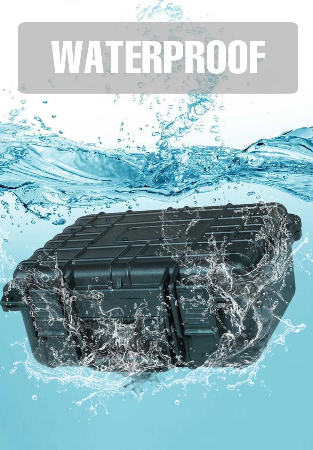 14x 11.5x 6.5 Inch Hard Case, Portable Weather Waterproof Protective Camera Case with Customizable Foam, Fit Use of Drones, Camera, Equipments, Black，upgraded