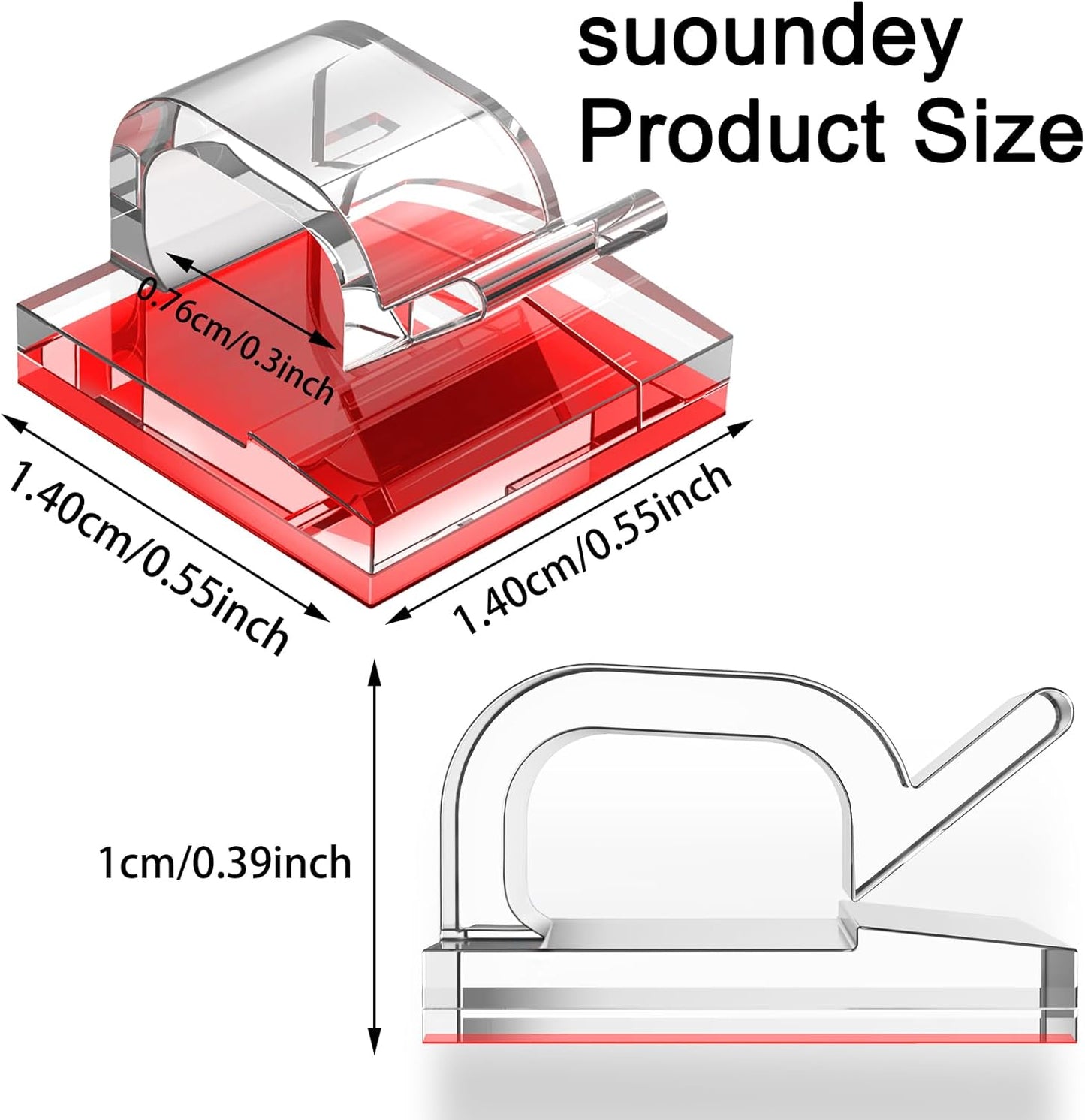 100 Pcs Cable Clips, Adhesive Cable Organizer Cord Holder Wire Clip Wire Management Self Adhesive Hooks Wire Holder for Office, Home(Transparent, 100PCS)