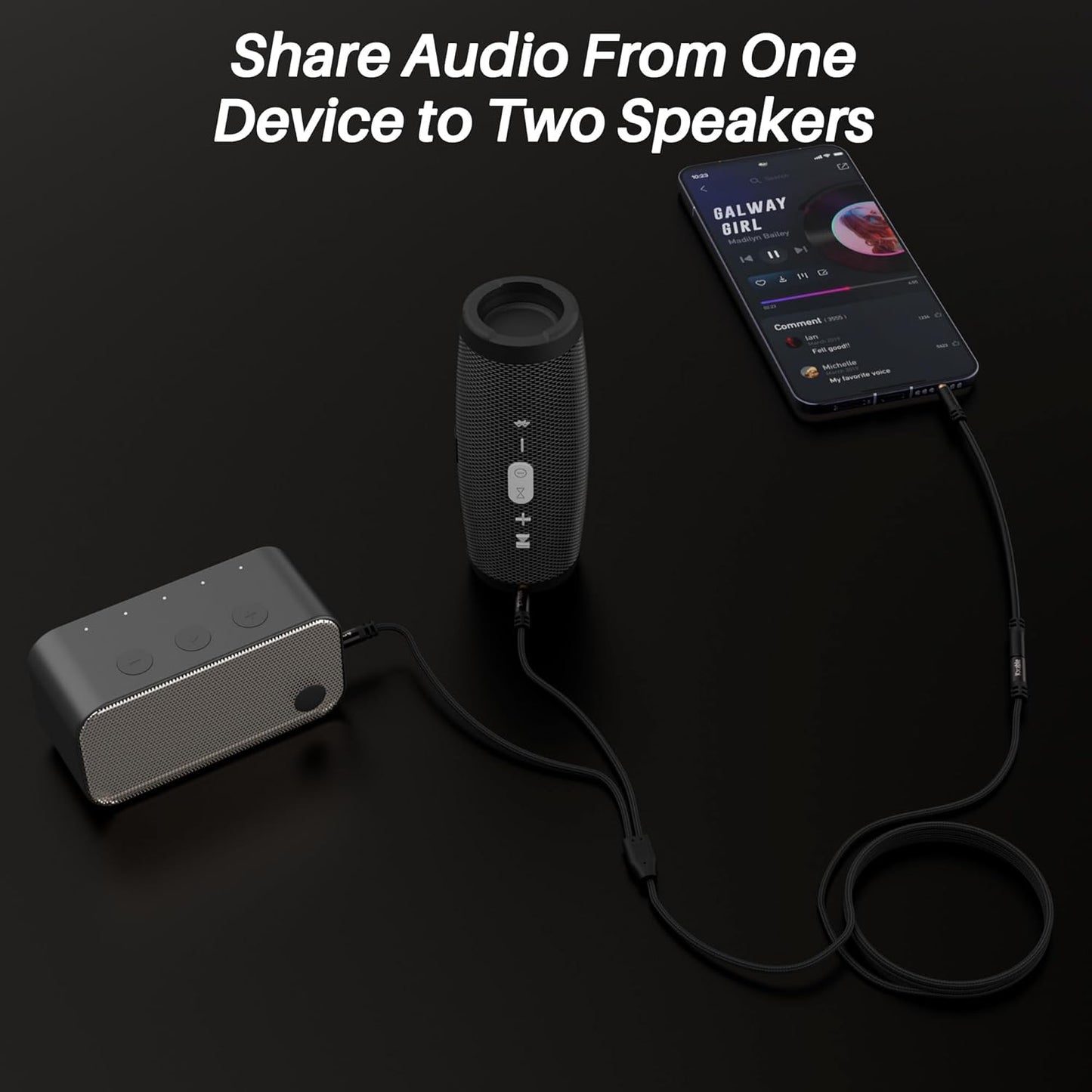 1/8 Inch TRS Stereo Y Splitter Cable 1.5FT, 3.5mm Female to 2-Male Y-Splitter Stereo Audio Cable, for Cell Phone PC Laptop, Speaker, Headphones, Suitable for Switching or Two Sets of Speakers