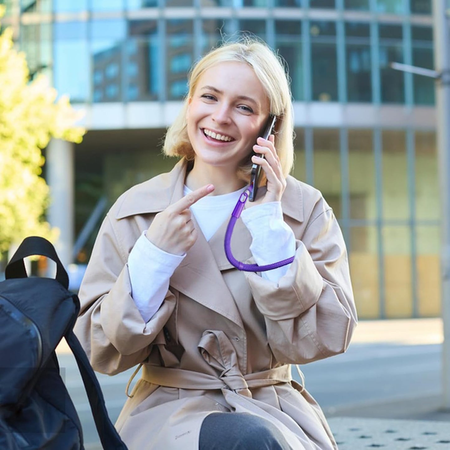 2 Pack Phone Lanyard,2×Hand Wrist Strap,4×Tether Tabs,Universal Cell Phone Multifuctional Patch Polyester Lanyards,Cell Phone Hand Strap for Women and Men(purple+orange)