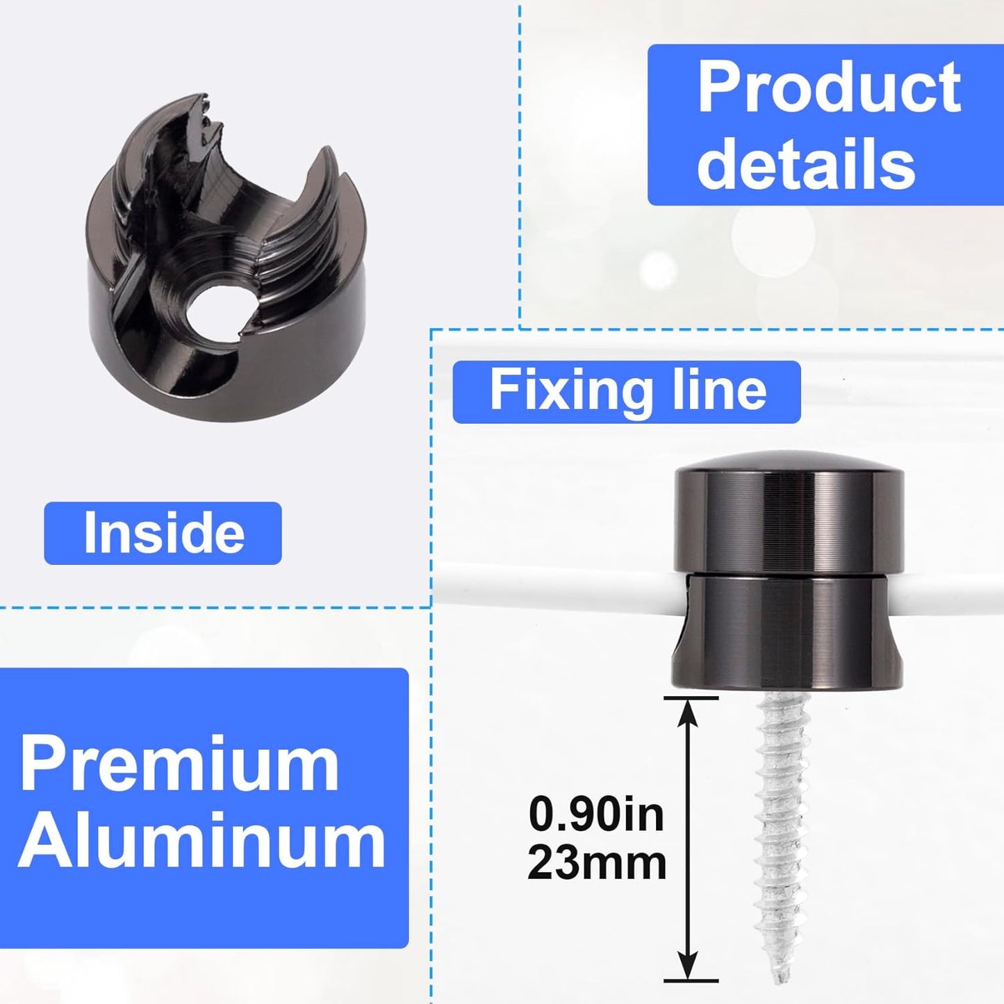 1 Sets Charger Holders for Cords, Black Adjustable Cable Anchor Holders, Adhesive Metal Cord Clips, Cable Management Wire Organizers for Desk, Office, Nightstand