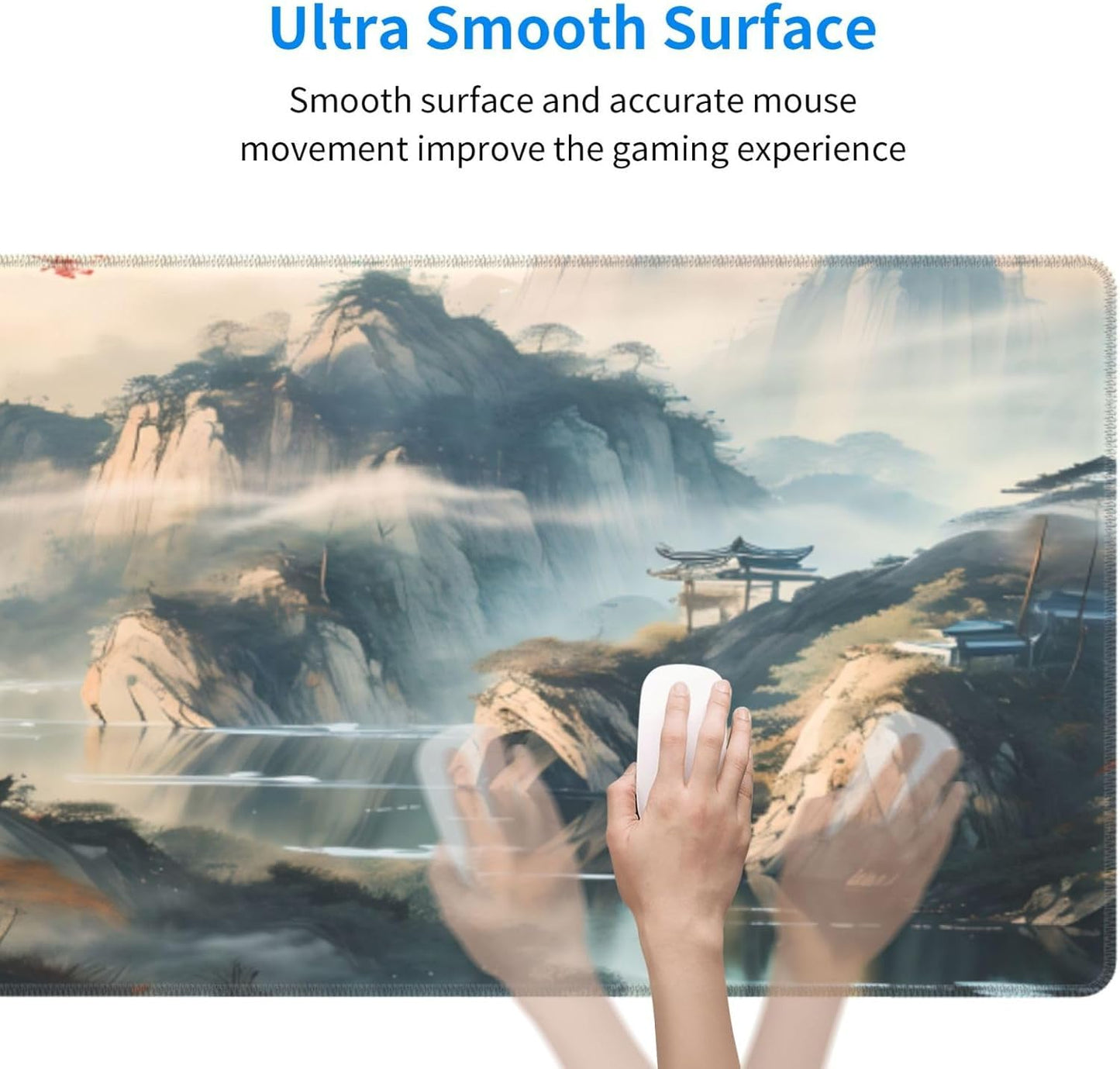 Large Mouse Pads Anime Landscape Mountain Wilderness Wonderland Non-Slip Rubber Base Gaming Mousepad, Keyboard and Mouse Pad with Stitched Edges,PC Desk Mat for Game,Work,Office(31.5"*11.8")