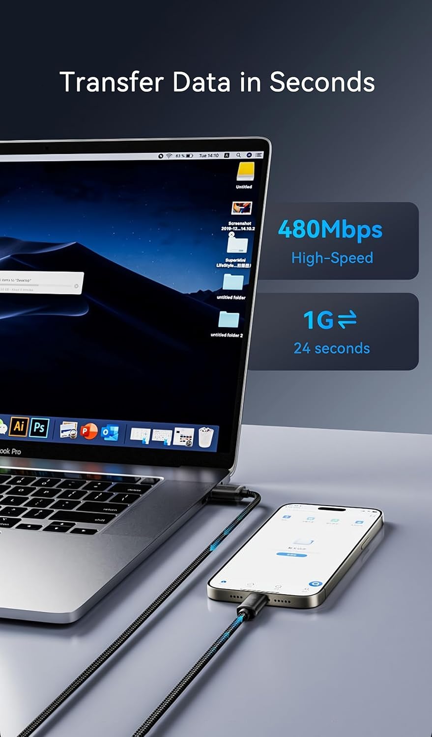 10ft Woven USB C to USB Cable for iPhone 16 Charger MFi Certified USB-C Charger Cord Fast Charging for Apple iPhone 16 Pro Max/15/15 Plus, AirPods Pro, iPhone 15 Pro Max Car CarPlay (Black)