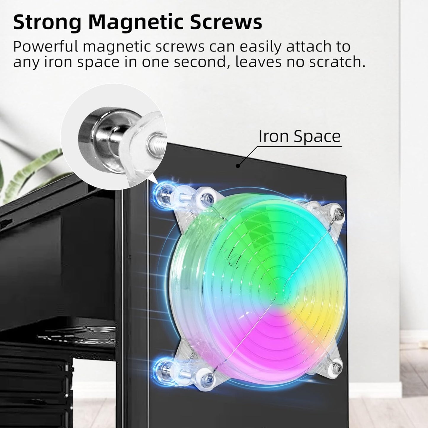 120mm 4.72" Small 5V USB RGB Fan with Magnetic Screws – Quiet LED PC Cooling Fan for Mini PC, Laptop, PS5, Xbox, TV Box, Cabinet, Server & Electronic Devices