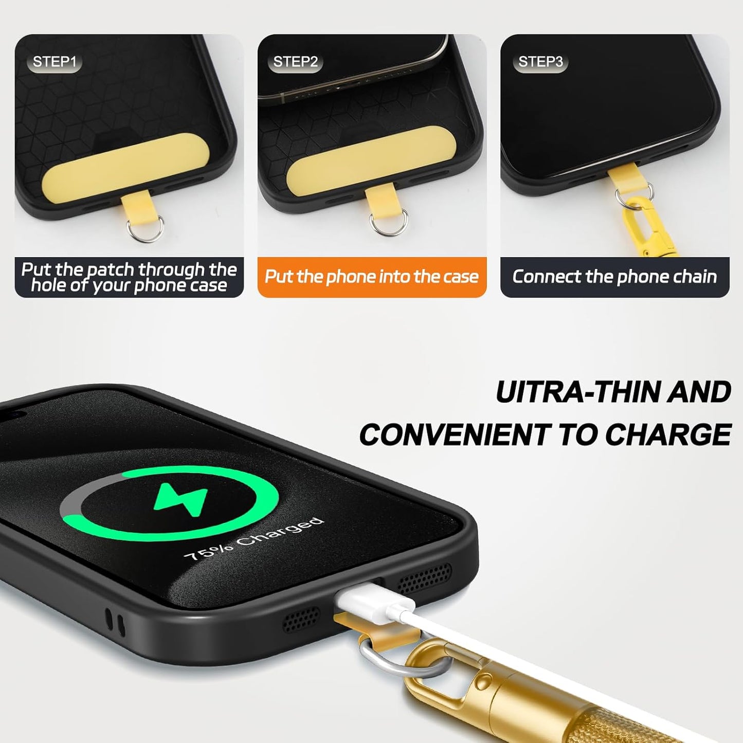 2 Pack Phone Lanyard,2×Phone crossbody strap,4×Tether Tabs,Universal Cell Phone Multifuctional Patch Polyester Lanyards,Cell Phone Lanyards for Women and Men(blue+yellow)