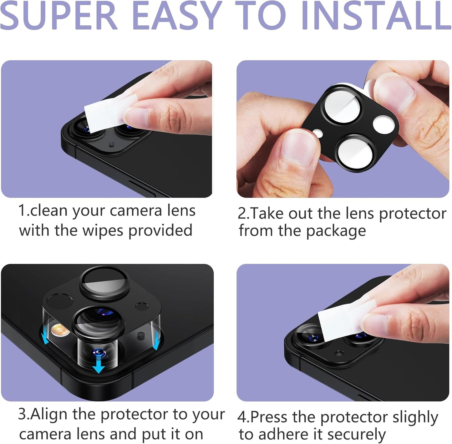 2 Pack Camera Lens Protector for iPhone 15 / iPhone 15 Plus,[Not Easy to Breakn ] AR Tempered Glass Strong Adsorption Metal Camera Cover Screen-black