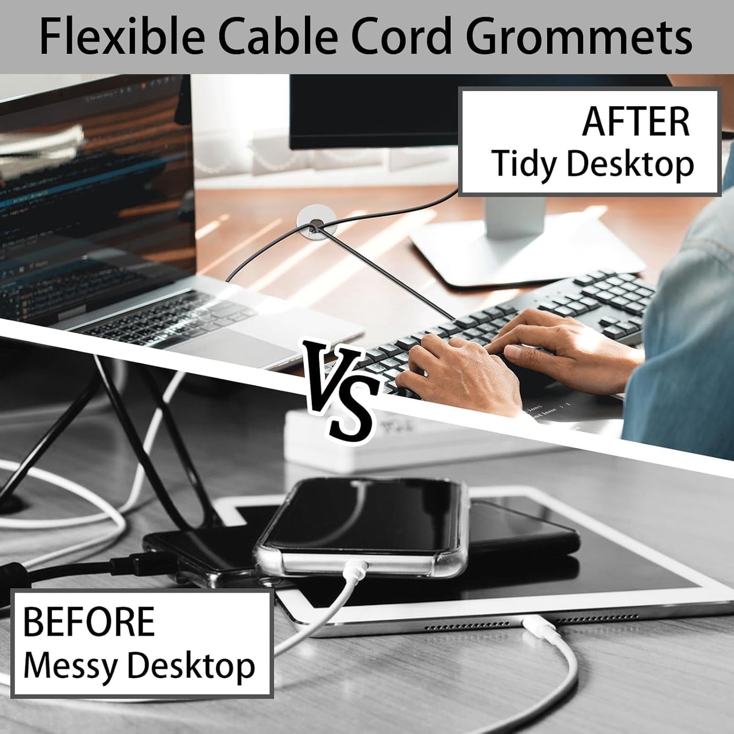 2 Inch(50mm) Desk Grommet,13 Pieces Wire Grommet, Desk Hole Cover for Cables with Hole Saw,Plastic Cable Cord Wire Hole Cover for Desk, Table,Cabinet,Countertop and Other Furniture(White)