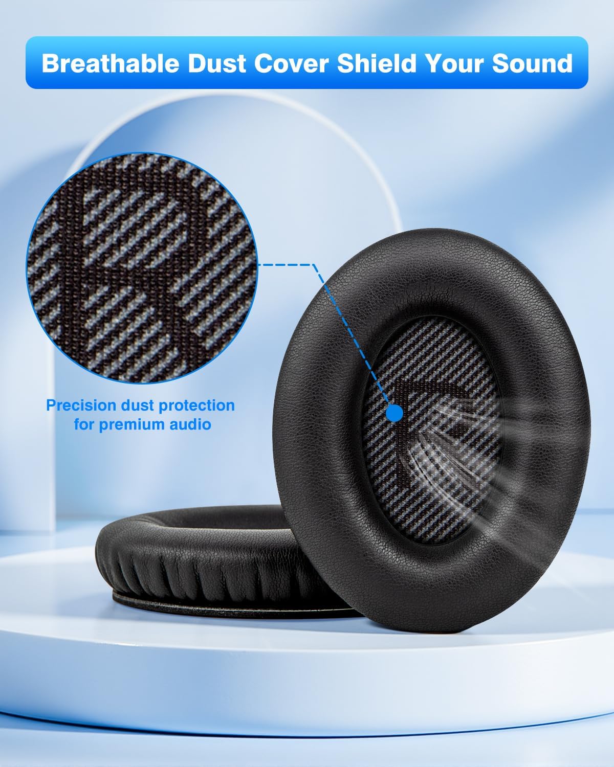 Link Dream Ear Pads for Bose Quiet Comfort 35 Soft Protein Leather Replacement Earpads Ear Cushions Ear Pad for Bose QC 35/25 / 15 QC2 / Ae2 / Ae2i / Ae2W / Sound Link/Sound True (Black)