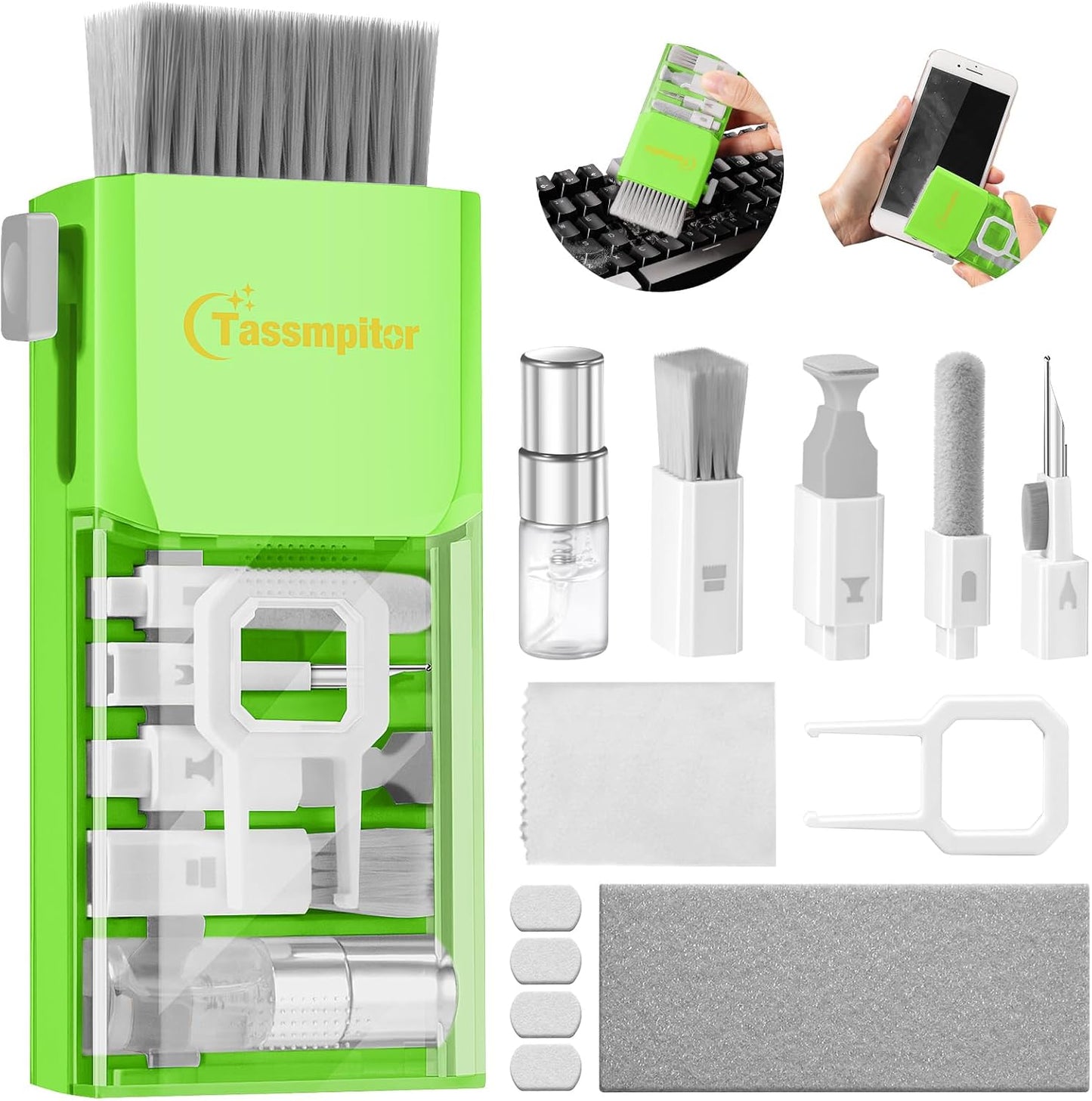Laptop Screen Keyboard Cleaner Kit, All in 1 Electronics Cleaning Tool for MacBook iPad iPhone Pro Cell Phone, Brush Tool for Tablet, Computer, PC Monitor,TV Camera Lens with Patent, Green