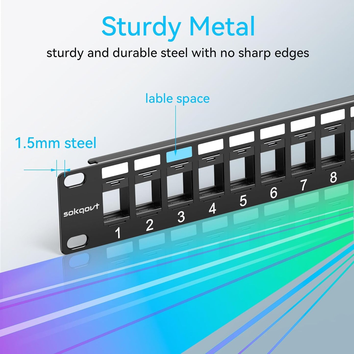 12 Port Mini Blank Keystone Patch Panel with Snap-in Design, Cat6 Network Patch Panel 1U 10 inch, Rack Mount Ethernet Patch Panel (for Slim Keystone Only)