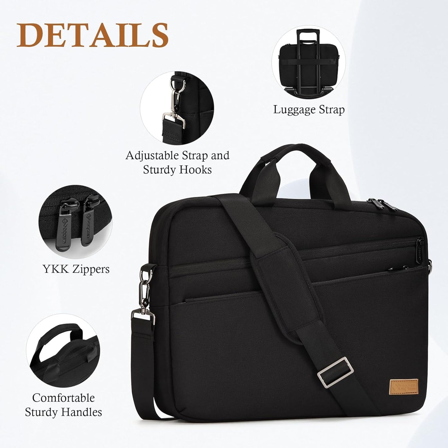 15 15.6 16 17 17.3 inch Laptop Computer PC Shoulder Bag Carrying Case, Water-Repellent Briefcase