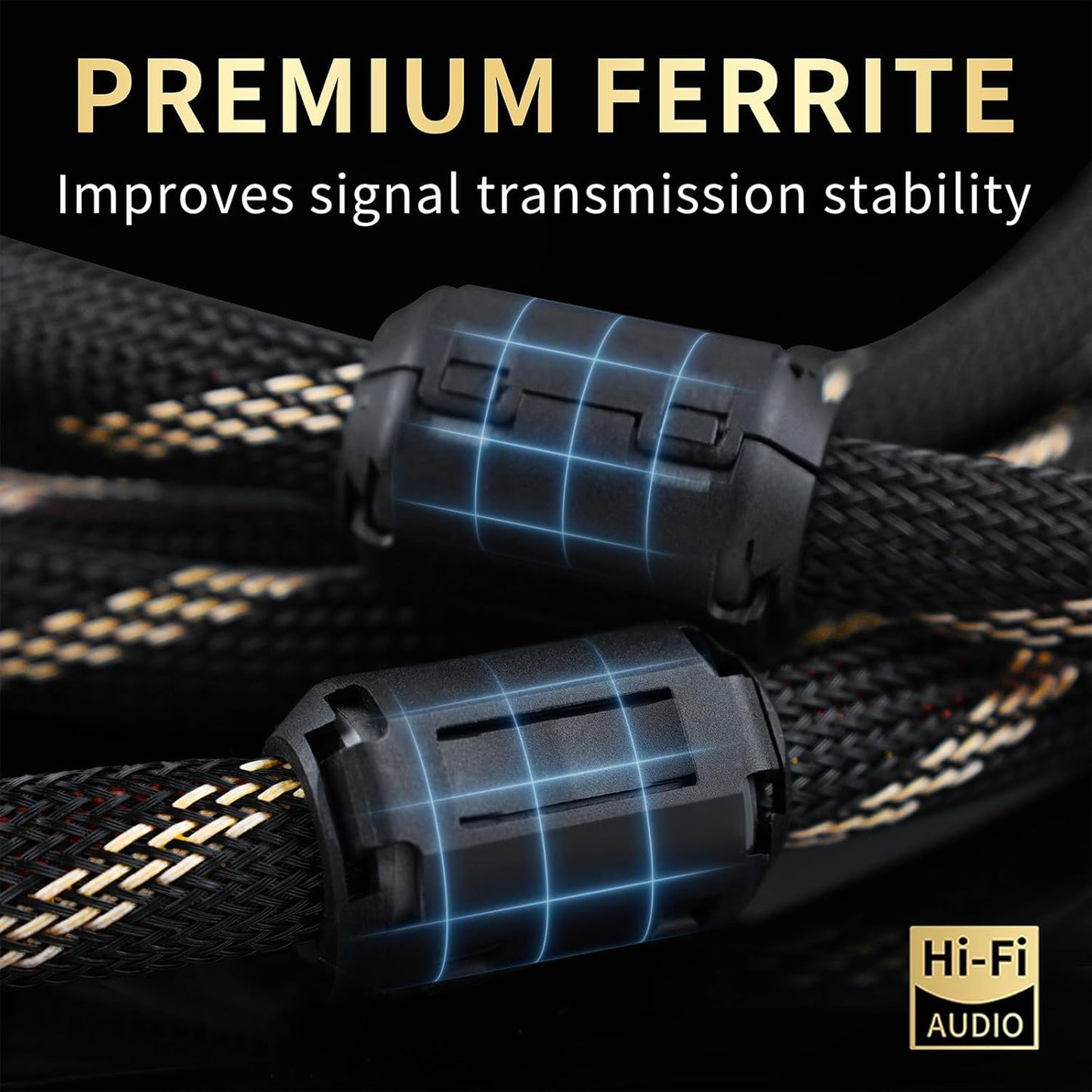 10 AWG Audiophile HiFi Speaker Audio Cable–4N OFC Core,24K Gold-Plated Banana Plugs with Nylon Braid,Compatible with Amplifier,Speakers,AV Receiver & Home Theater(6.56ft/2m) 2-Pack