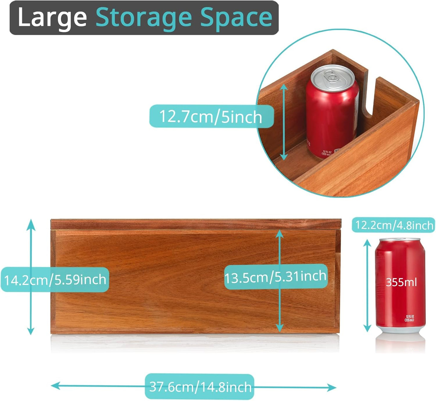 Large Cable Management Box, Wooden Cord Organizer Box for Desk, Floor, Office to Hide Extension Cords Power Stripes Surge Protectors Chargers Wires, Red Brown