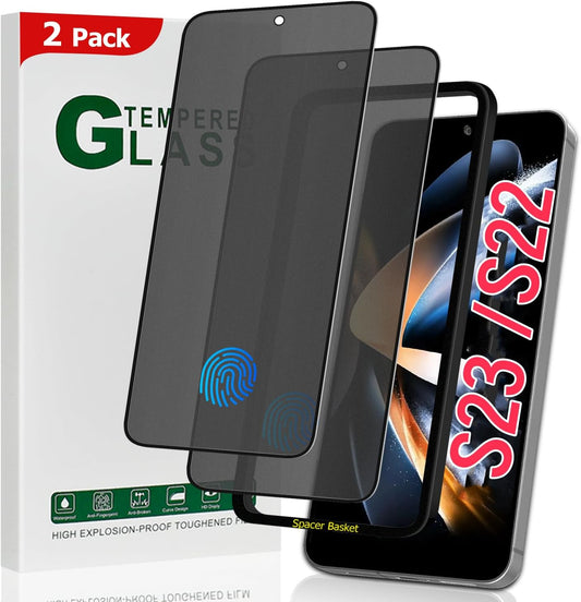 2 Pack Galaxy S22/S23 Matte Anti spy Privacy Screen Protector, 9H Tempered Glass,Anti-Glare Anti-Scratch, Smooth and Responsive Absolute, No Bubbles, High Definition Clear, With Installation Frame