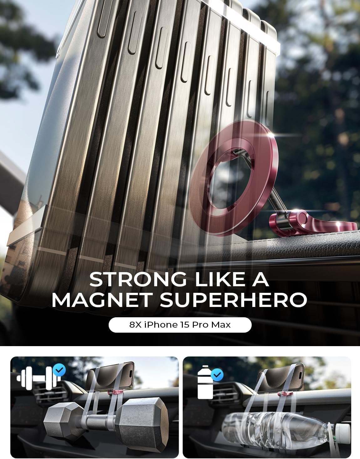 LISEN for Magsafe Car Mount, Ultra Magnetic Dashboard Phone Holder, Car Accessories for iPhone 16 Pro Max,Gifts for Men Women Him Her, Fit for iPhone16 Pro/Pro Max 15 14 13 12, Velvet Rouge