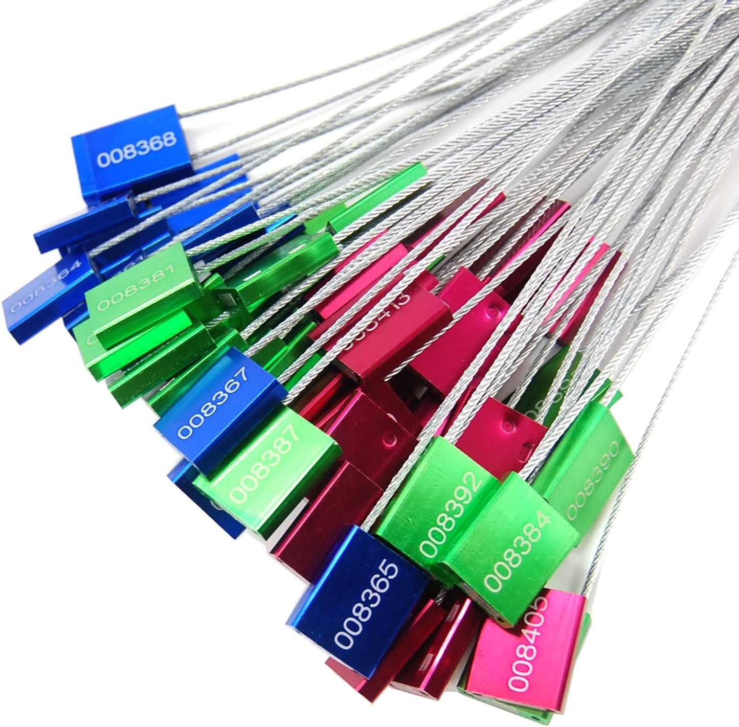 Leadseals(R) 50 Red Steel Cable Seals Metal High Security Seals Numbered Truck Trailer Seal Anti-Tamper Pull-Tite Security Tags Aluminum Body Transport Shipping Seal Self-Locking Safety Ties ISO 17712