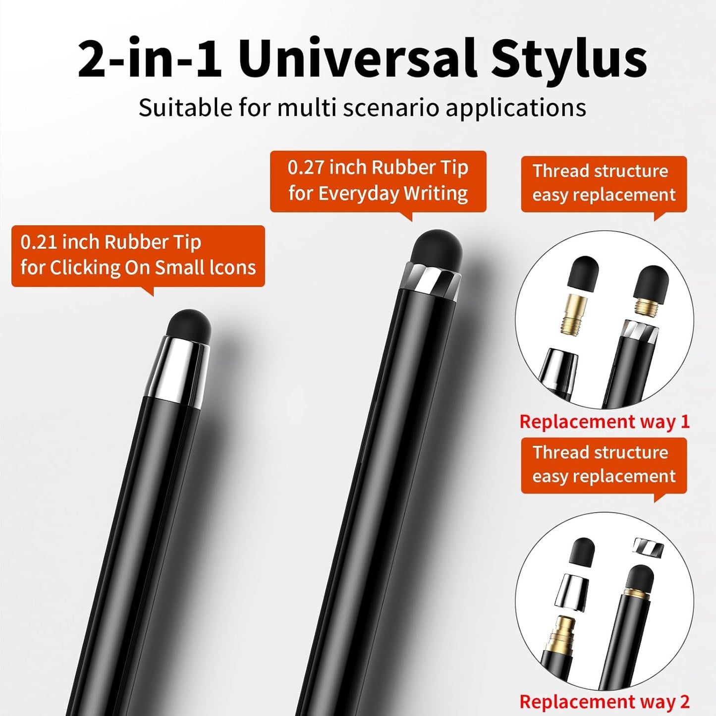 10 PCS Stylus,Stylus Pen for Touchscreen,Stylus 2-in-1 High Sensitivity & Precision Suitable for All Touch Screens of iPhone/ipad/Android Tablets(10 Stylus Pen Rose Gold/Black + 20 Tips)