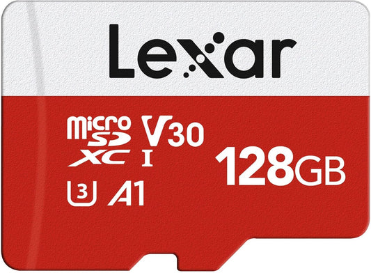 Lexar 128GB Micro SD Card, microSDXC UHS-I Flash Memory Card with Adapter - Up to 100MB/s, A1, U3, Class10, V30, High Speed TF Card