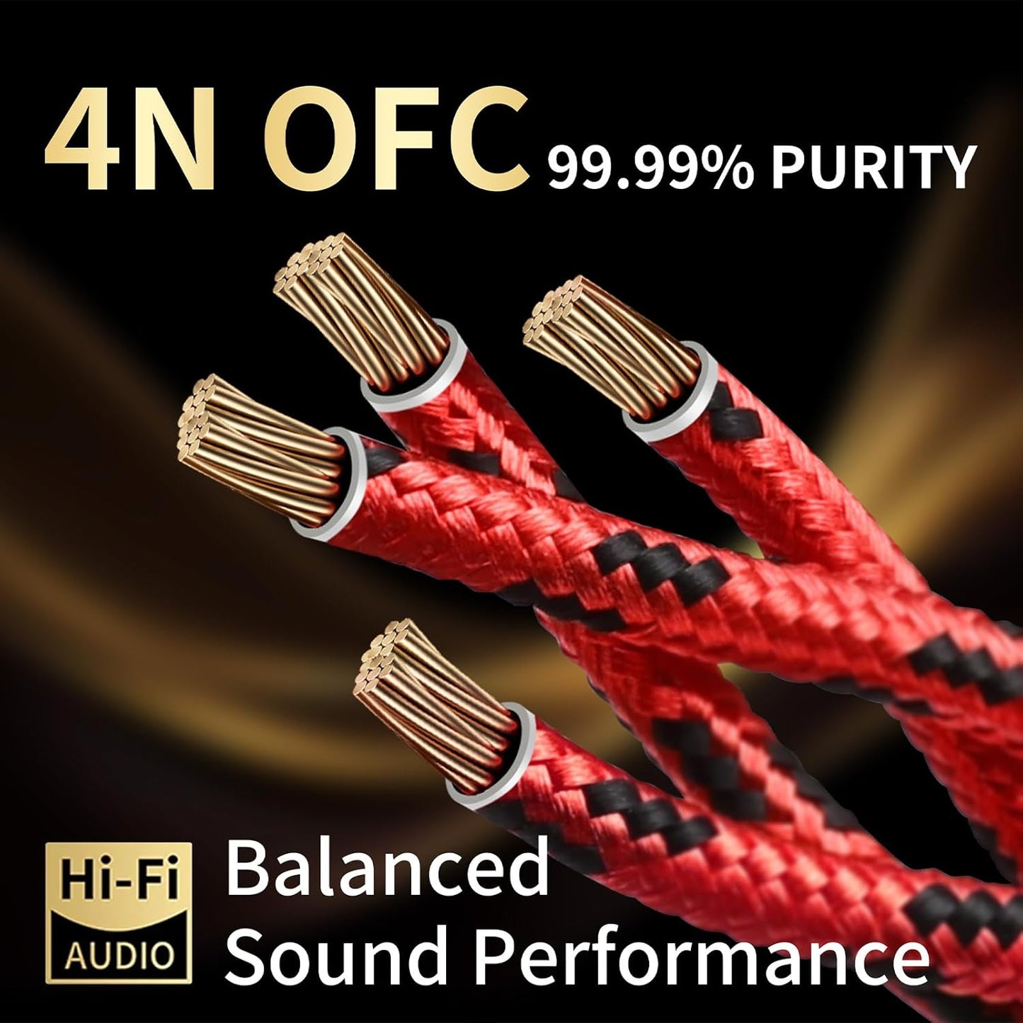 12 AWG Audiophile HiFi Speaker Audio Cable–4N OFC Core,24K Gold-Plated Banana Plugs with Nylon Braid,Compatible with Amplifier,Speakers,AV Receiver & Home Theater(6.56ft/2m) 2-Pack