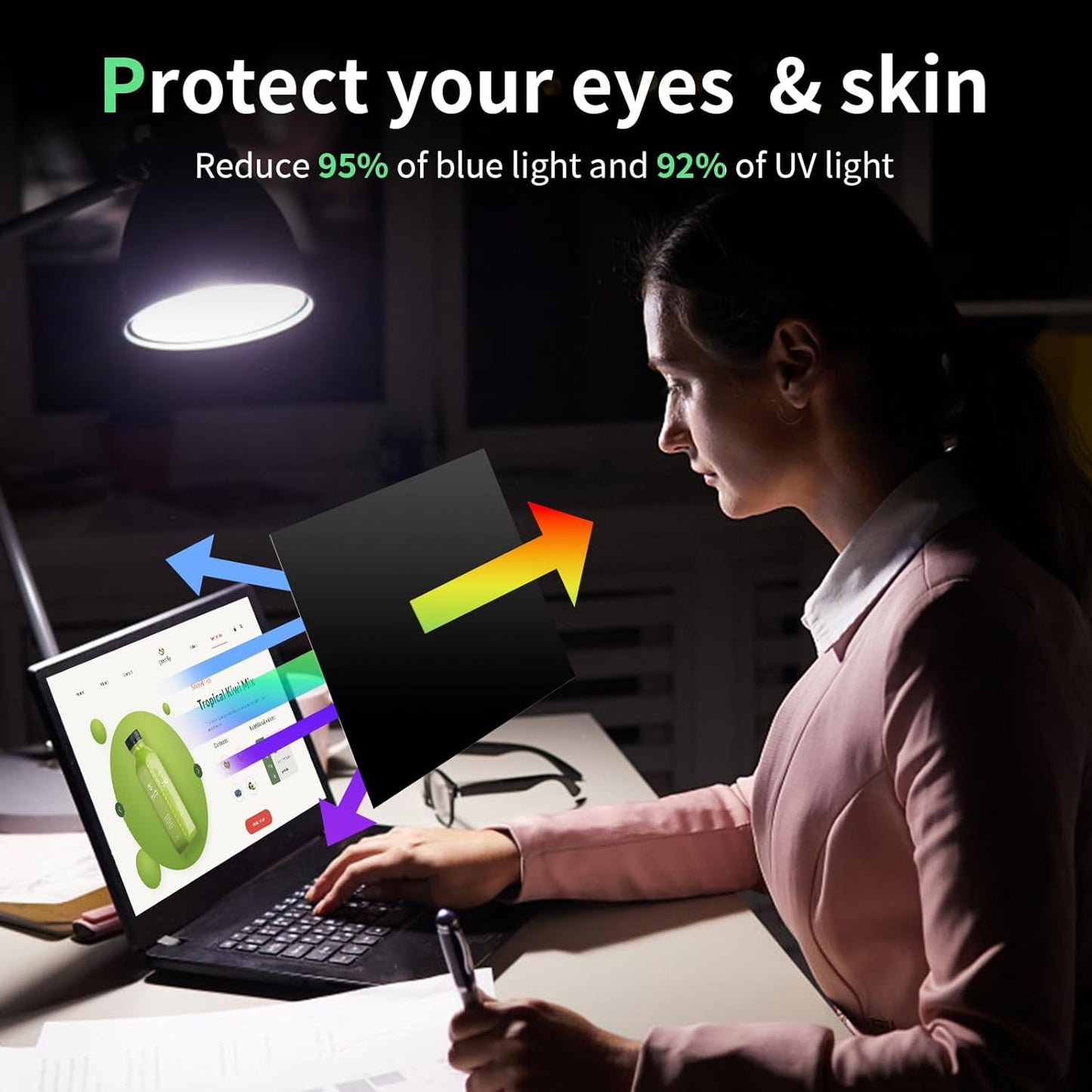 Laptop Privacy Screen 14 Inch, Laptop Screen Privacy Shield 16:9 Aspect Ratio Anti-Glare Blue Light Computer Monitor Protector,Removable 14in Filter for Lenovo HP Dell Acer Asus Thinkpad Envy Xps