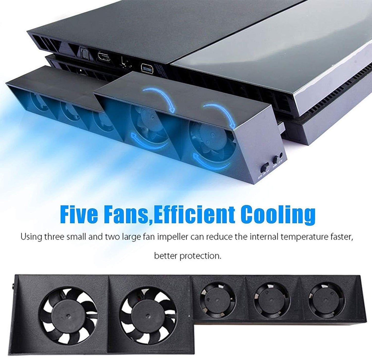 Linkhood Cooling Fan for PS4, USB External Cooler 5 Fan Turbo Temperature Control Cooling Fans for Sony PlayStation 4 Gaming Console (for PS4 ONLY)