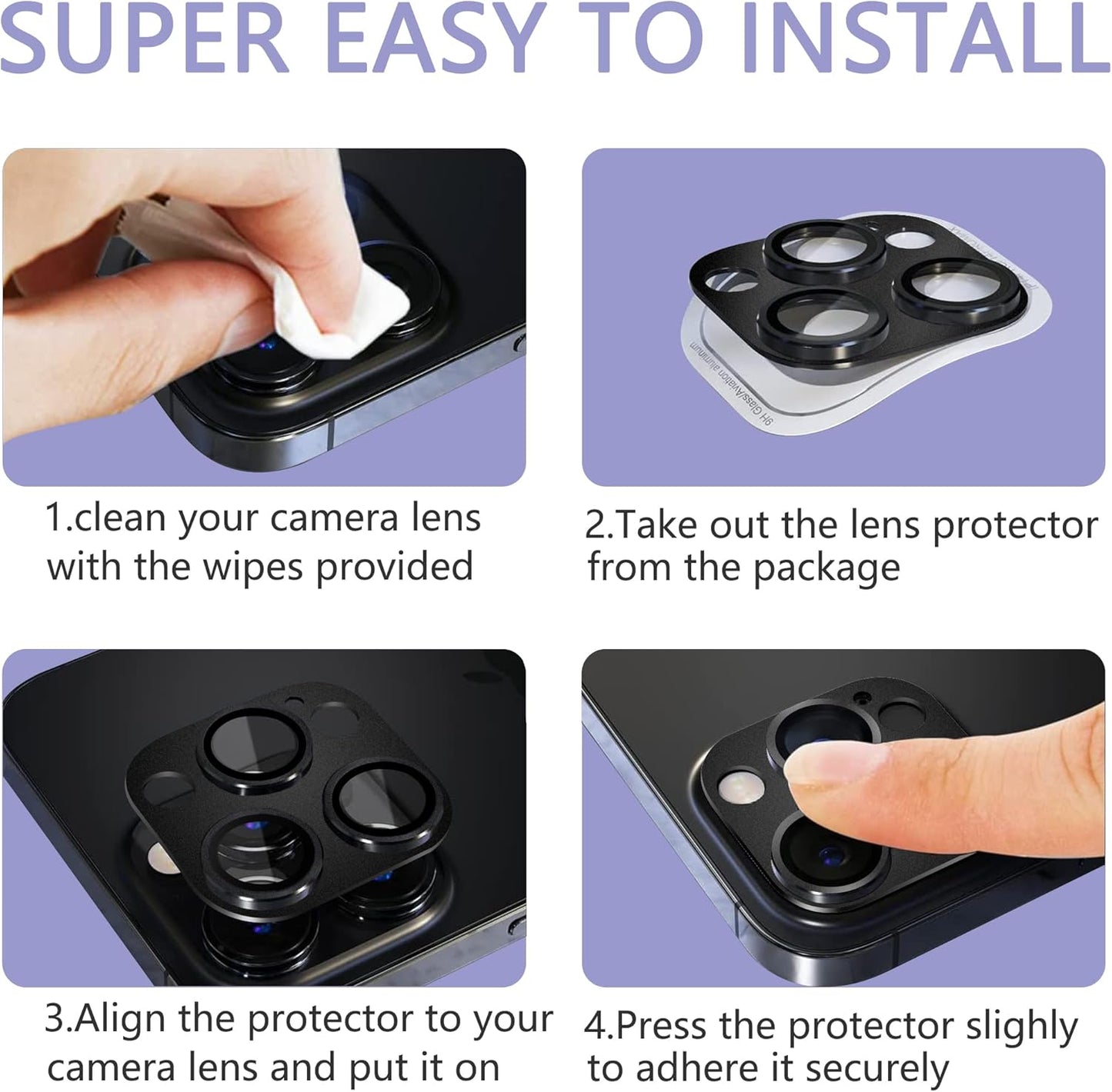 2 Pack Camera Lens Protector for iPhone 15 Pro/iPhone 15 Pro Max,[Not Easy to Breakn ] AR Tempered Glass Strong Adsorption Metal Camera Cover Screen-Titanium Grey