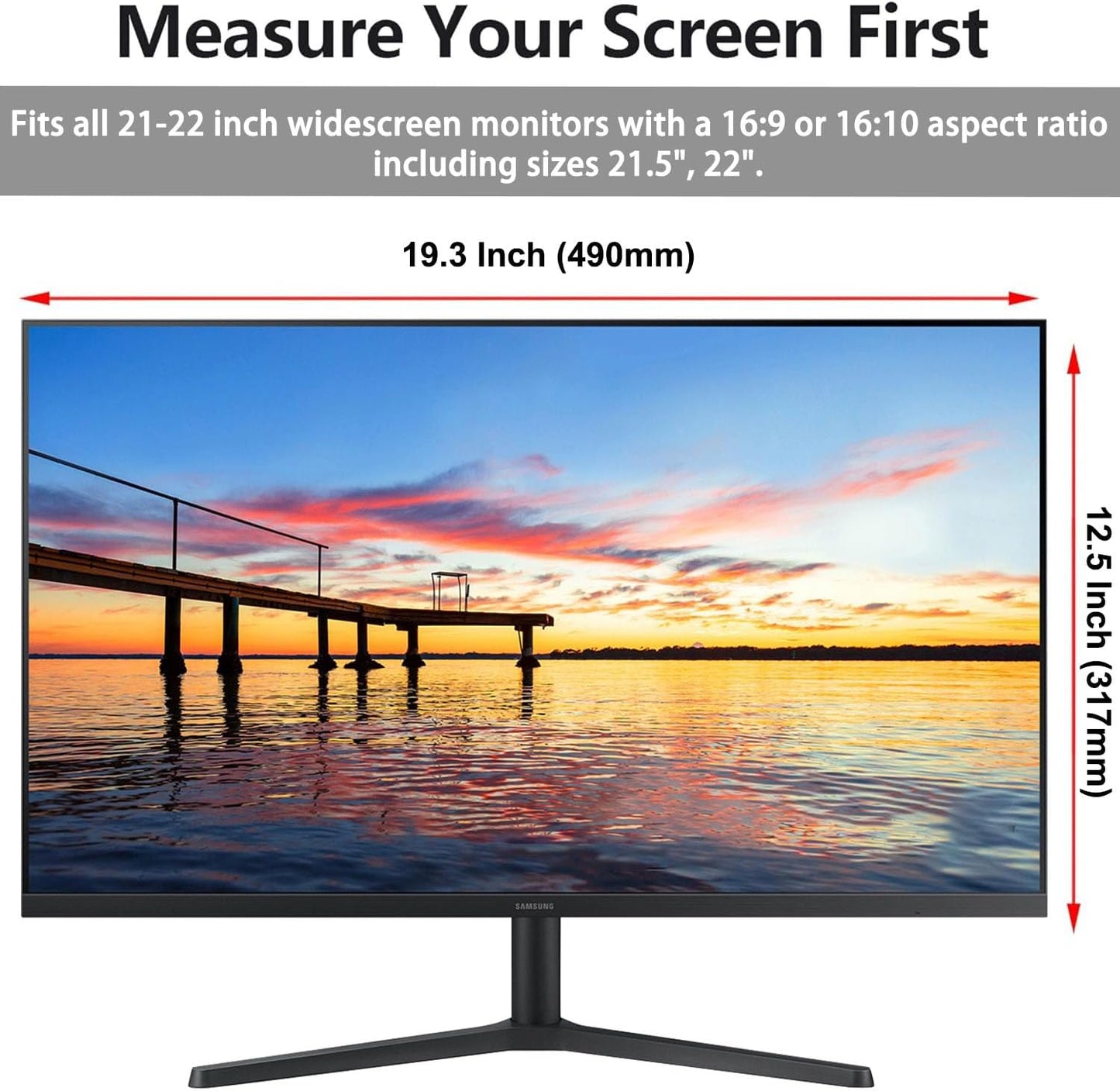 2 Pack Computer Privacy Screen Shield Compatible for 21.5/22 Inch 16:9 Widescreen Desktop Monitor - Anti Glare & Blue Light Filter - Hanging Design for Easy On/Off