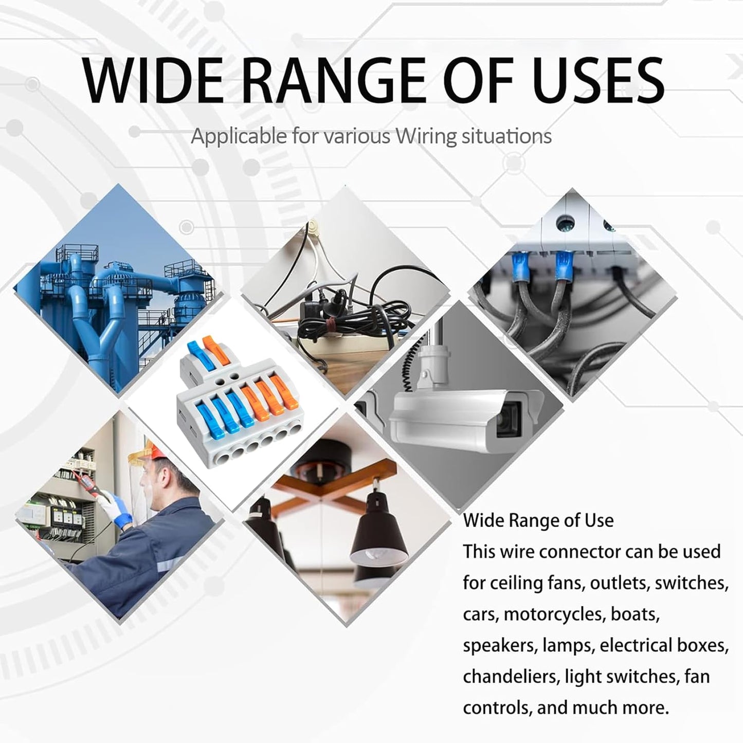 10PCS Lever Wire Connectors, Quick Wiring Cable Connectors, Compact Push-in Conductor Terminal Block (10PCS 2 in 6 Out)