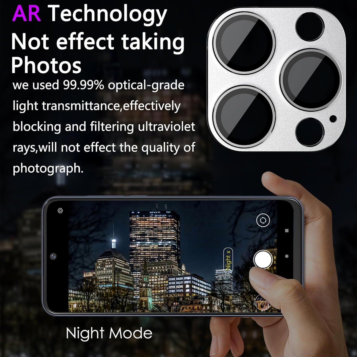 2 Pack Camera Lens Protector for iPhone 14 Pro/iPhone 14 Pro Max,[Not Easy to Breakn ] AR Tempered Glass Strong Adsorption Metal Camera Cover Screen-Silvery