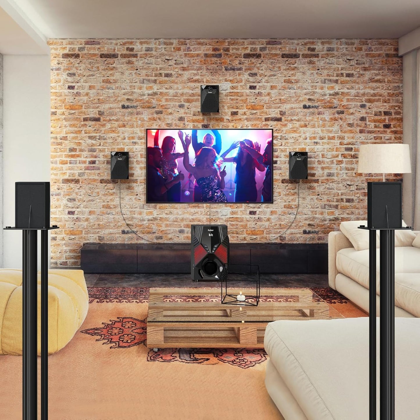 1000W Surround System 5 Wired Satellite Audio Speakers 8 inch Subwoofer 5.1/2.1 Channel Home Theater Deep Bass Support HDMI ARC Optical Bluetooth Karaoke Input