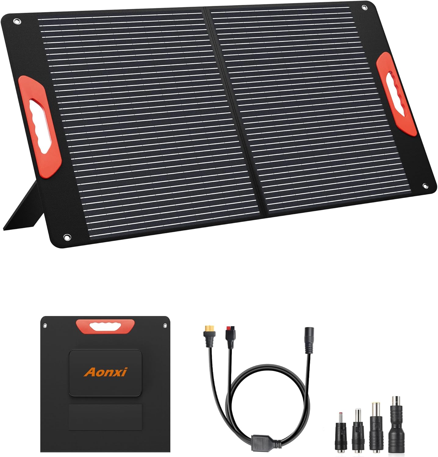 100W Portable Solar Panels for Power Station, 100 Watt ETFE Monocrystalline Foldable 20V DC Output Solar Panel Charger, 24% High Efficiency, QC3.0 USB-A & Type-C Output for Outdoor Camping RV Blackout